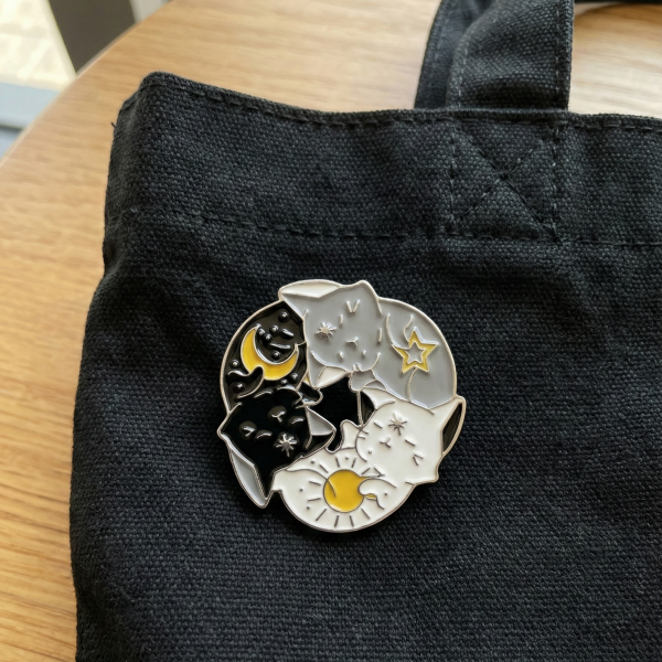 Sun, Moon & Stars Cat Trio Enamel Pin