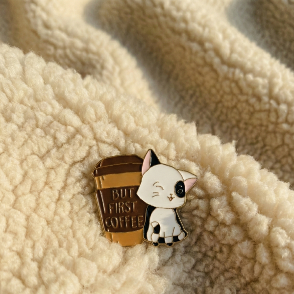 "But First Coffee" Cat Enamel Pin